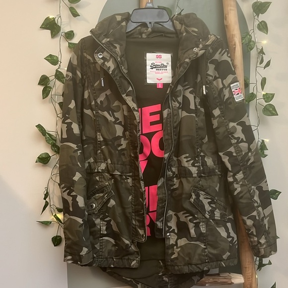 SUPERDRY THE ROOKIE MILITARY JACKET PARKA CAMOUFLAGE ADJUSTABLE GREEN XS - Picture 17 of 17